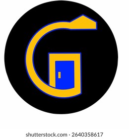 Letter G House Logo Design – Yellow and Blue Vector on Black Background