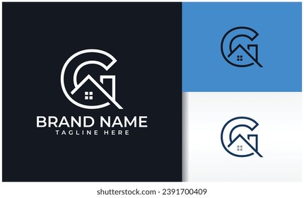 letter G house logo vector