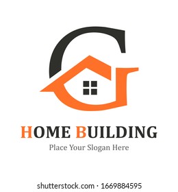 Letter g with house vector logo template. Suitable for business, web design and property
