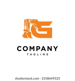 Letter G Hydraulic Mining Excavator Logo Icon Vector