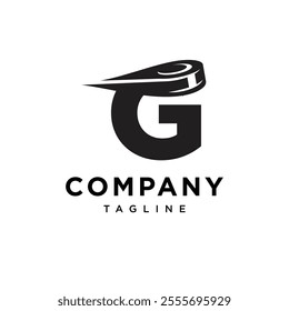 Letter G Ice Hockey Logo Icon Vector