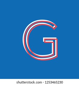 letter G icon constructed with lines, notice effect neon vector