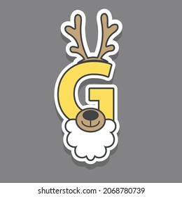 Letter G icon logo with deer illustration design vector