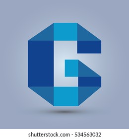 Letter G icon and logo template. Flat design and elegant typographic. Blue
