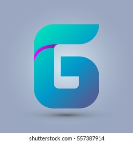 Letter G icon and logo template.  New design and elegant typographic concept. One line purple. blue