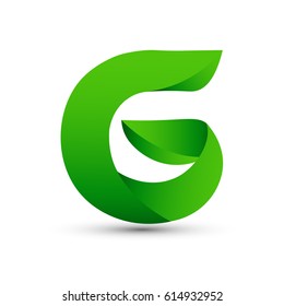 Letter G icon and logo template. elegant typographic with twisted green