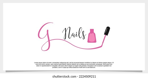 letter g with icon nail polish logo design template