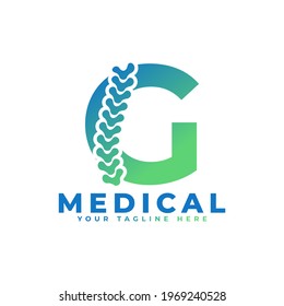 Letter G with Icon Spine Logo. Usable for Business, Science, Healthcare, Medical, Hospital and Nature Logos.