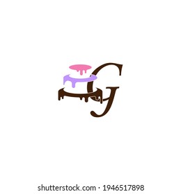 Letter G icon with wedding cake  design template vector illustration