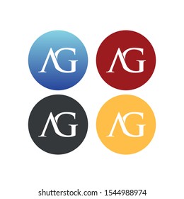 letter A and G incircle logo SET vector