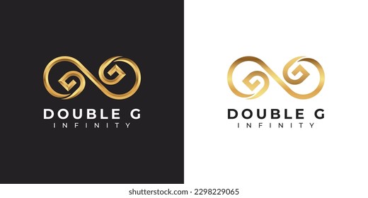 Letter G Infinity Logo design and Gold Elegant Luxury symbol for Business Company Branding and Corporate Identity