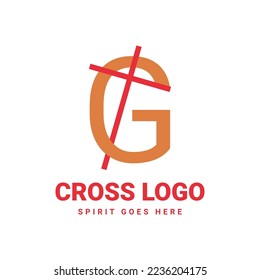 letter G initial cross vector logo design