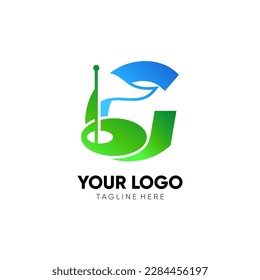 Letter G Initial Golf Flag Logo Design Vector Icon Graphic Emblem Illustration