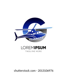Letter G Initial Helicopter Logo Design Vector Icon Graphic Illustration 