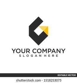LETTER G INITIAL MONOGRAM LOGO WITH YELLOW ARROW