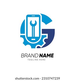 Letter G Initial Phone Service Mobile Logo Design Vector Icon Graphic Emblem Illustration 