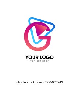 Letter G Initial Play Logo Design Vector Icon Graphic Emblem Illustration