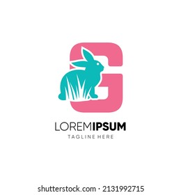 Letter G Initial Rabbit Logo Design Vector Icon Graphic Illustration Background Template
