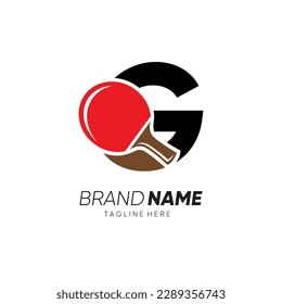 Letter G Initial Table Tennis or Ping Pong Racket Logo Design Vector Icon Graphic Emblem Illustration