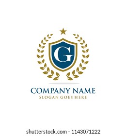 Letter G initial wreath logo template
