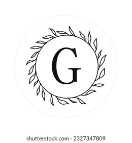 Letter "G" Initials with Round Floral Frames, Vector Monogram Logo, Cricut File