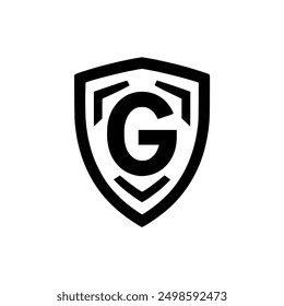 Buchstabe G in einem Schild Logo, Vektorgrafik-Schablone