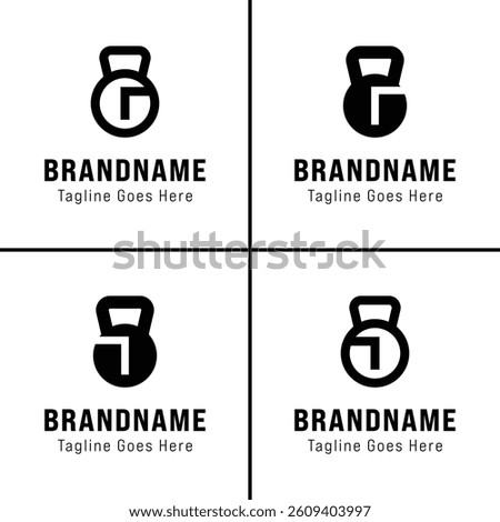 Letter G and J Kettlebell Gym Logo Set, symbolizing strength, fitness, and power