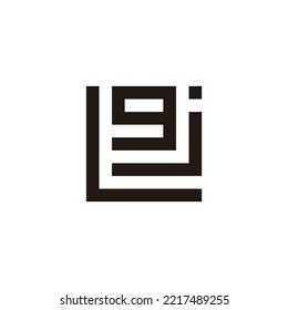 Letter g, j and L square geometric symbol simple logo vector