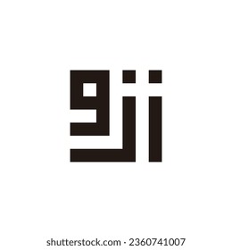 Letter g, j and i square geometric symbol simple logo vector