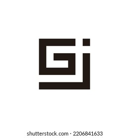 Letter G and j square, point geometric symbol simple logo vector