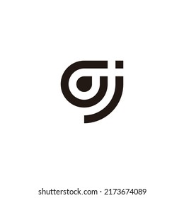 Letter G, j and w geometric symbol simple logo vector