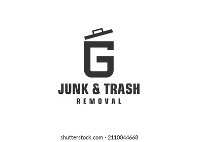 Letter G for junk removal logo design, environmentally friendly garbage disposal service, simple minimalist design.