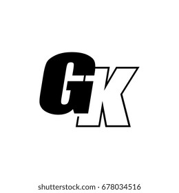 letter G and K logo overlapping black negative