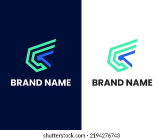 letter g and k mark modern logo design template