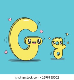 Letter G kawaii style. Character of the alphabet