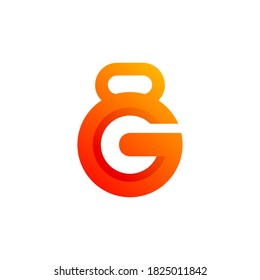 letter G with kettlebell for gym logo design