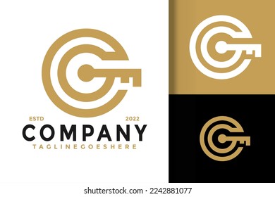 Letter G Key Logo Design Vector Illustration Template