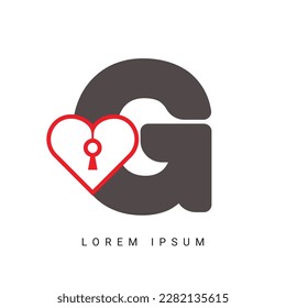 Letter G with keyhole Love icon unique logo design
