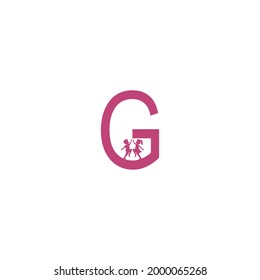 Letter G and kids icon logo design vector template