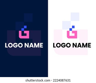 letter g and l with tech sign modern logo design template