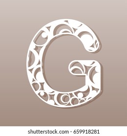 Letter G for laser cutting. English alphabet. Vector illustration.