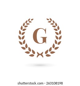 Letter G laurel wreath logo icon design template elements
