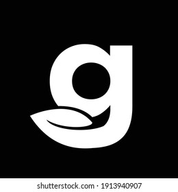 letter G leaf capital black vector logo illustration design suitable for grow, growth logo business isolated background