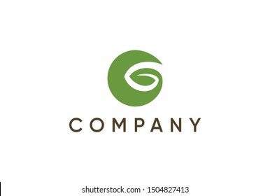 letter G and leaf concept, natural logo template ready to use