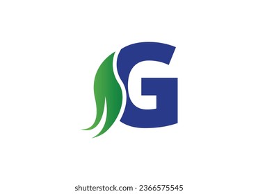 letter G with leaf concepts, G logo template, letter G icon, nature logo template