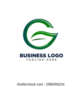 letter G, leaf and green logo