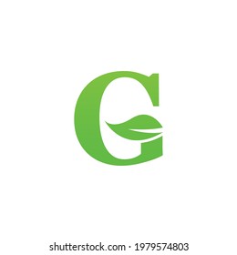 Letter G and Leaf Green Logo Template design vector