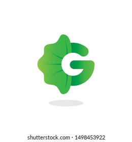 letter g with leaf green premium vector