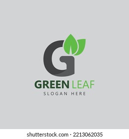 letter g leaf icon logo design concept