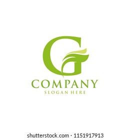 Letter G leaf initial logo